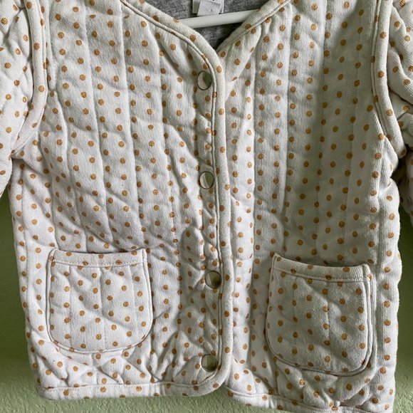 Gap Ivory & Gold Polka Dot Girls Quilted Coat Jacket Kids Spring | Size 3T - Picture 3 of 8